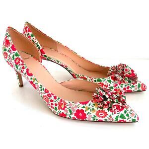 J.Crew Colette d'Orsay Pumps Liberty Print Floral Heels Pom Made Italy Like New